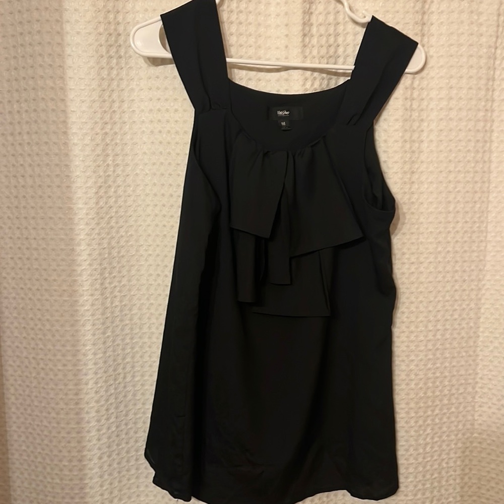 Target Women’s Wide Strap Ruffle Detail Workwear Tank Top Business Casual- Black
